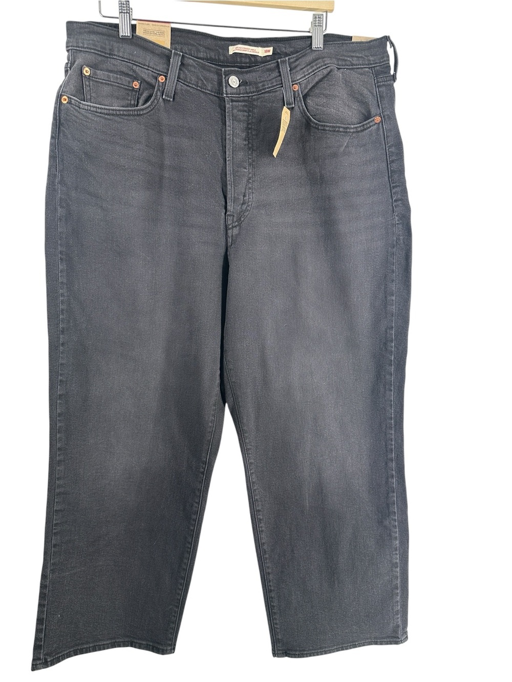 Levi's ribcage Straight Ankle Jeans black grey denim plus size curvy sz 18 W NWT